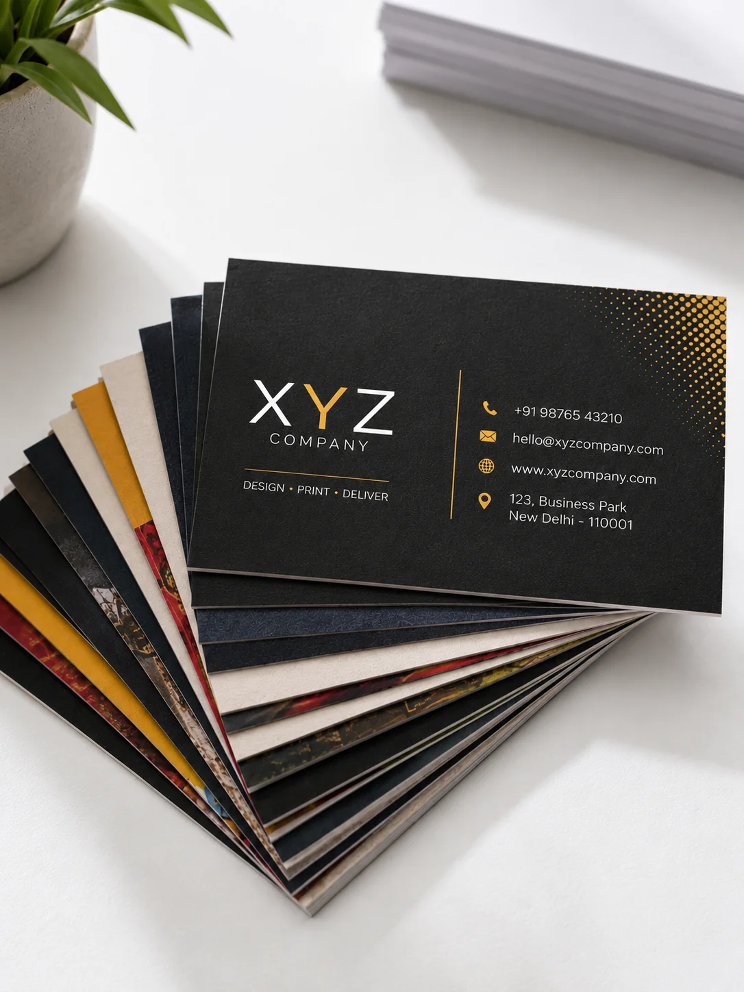 Stack of printed business cards